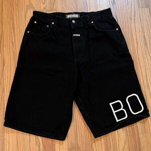 Vintage Boss Embroidered Logo Black Jean Short size 32